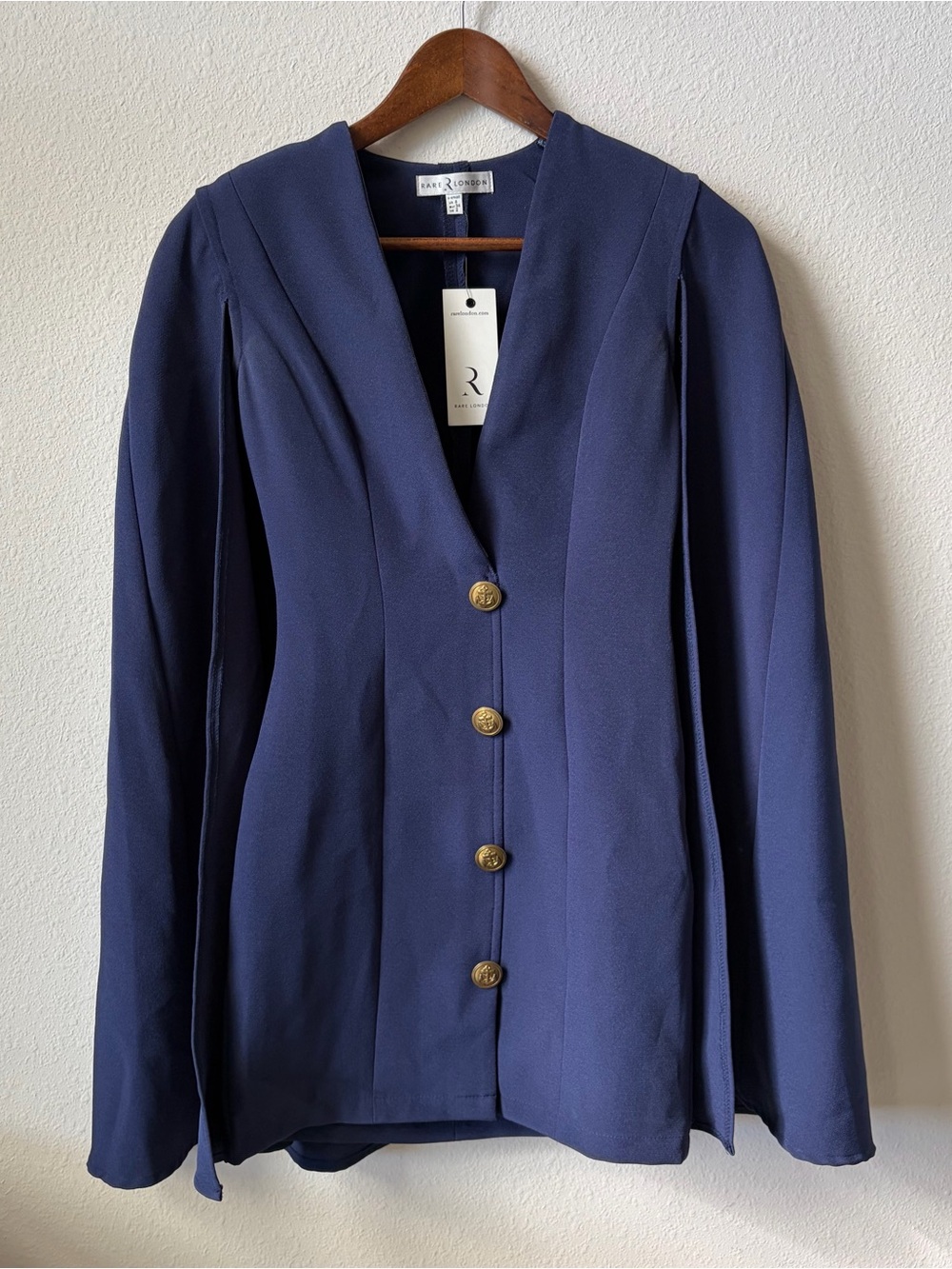 Modcloth Cape Navy Blue Nautical Bodycon Mini Dress Gold Buttons Rare London